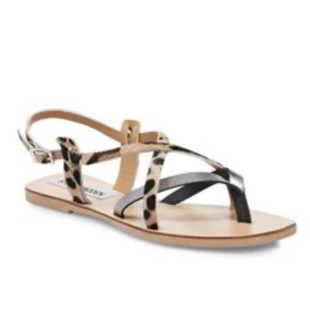 Steve Madden Leopard and Black Strappy Sandals